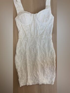 Ivory Sequin  Strapless Mini Dress